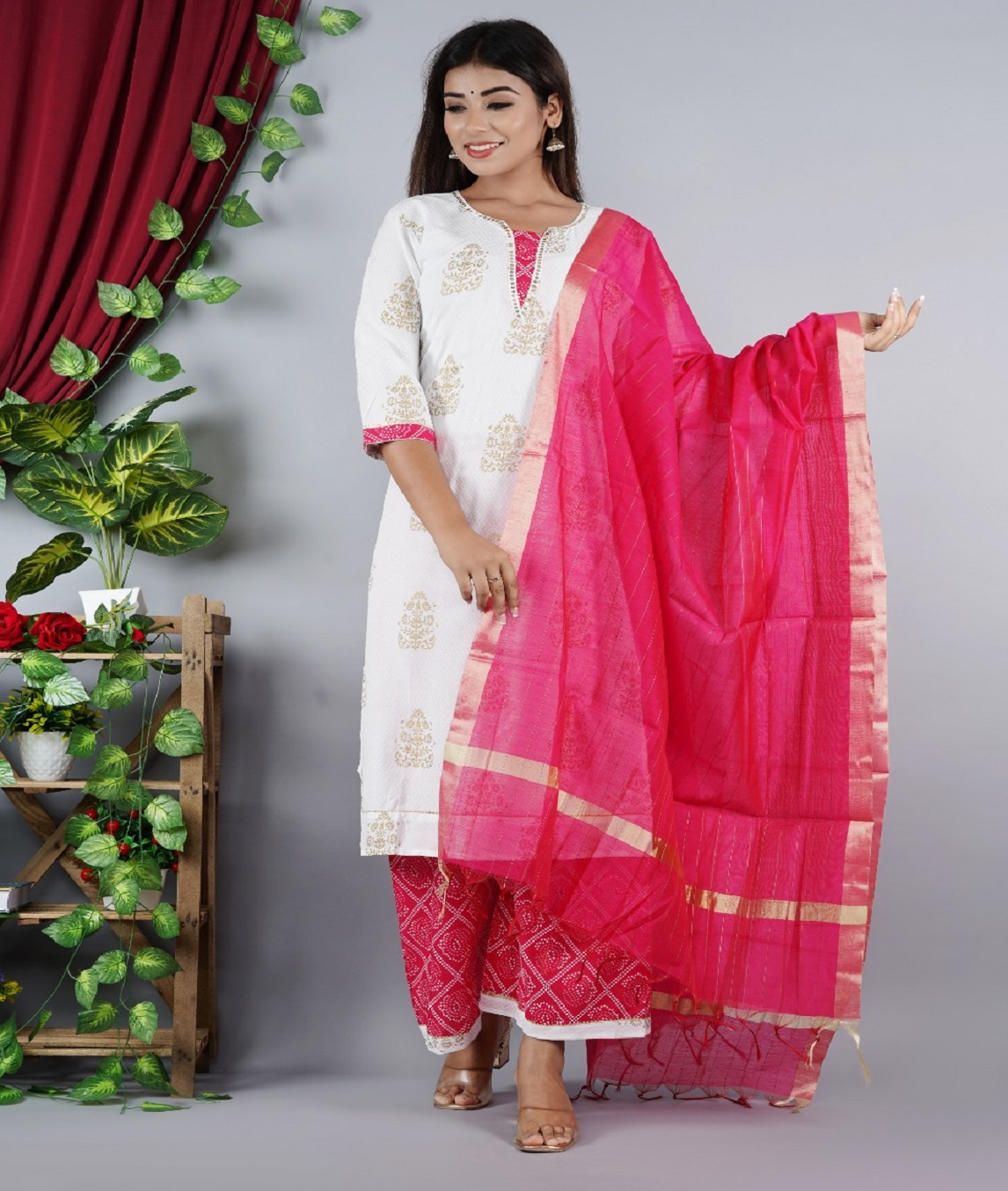 HEAVY COTTON KURTI WITH PANT AND DUPATTA